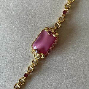 Pink Rhinestone Golden Bracelet